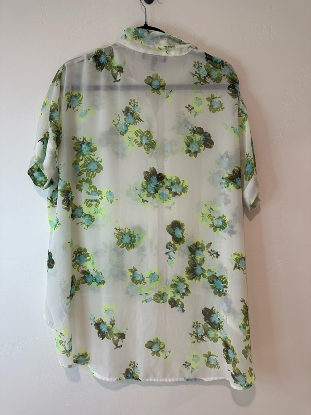Jessica Simpson Sheer Floral Blouse Green Blue Lightweight Spring Top Size S - Picture 6 of 8
